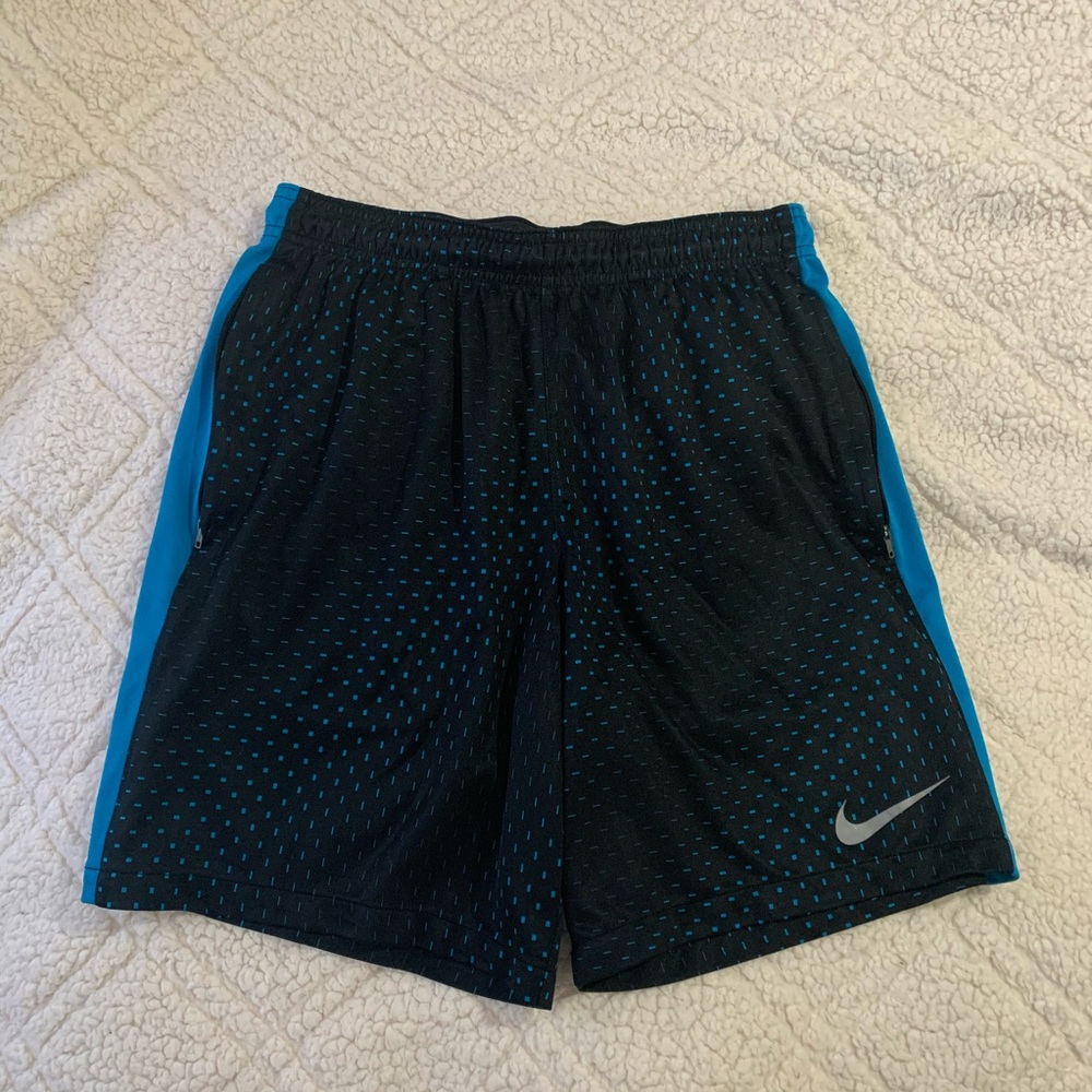 youth nike blue and black athletic shorts